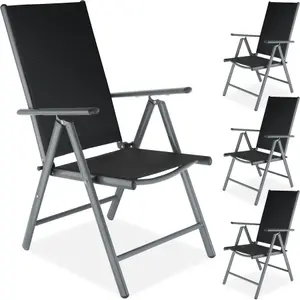 Garden Chairs Set of 4 - foldable, aluminium, 7-position adjustable backrest - anthracite