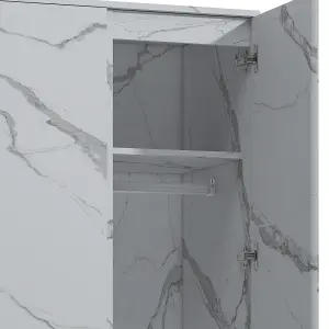 ZITA - 2 Door Plain Wardrobe + 1 Door Plain Wardrobe in Matt White Marble Effect