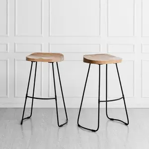 Gallitzin Solid Wood Kitchen Counter Bar Stool (Set of 2) Natural / Bar Stool (76.25cm Seat Height)