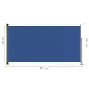 Berkfield Patio Retractable Side Awning 160x300 cm Blue