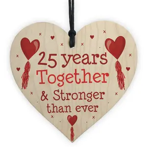 25th Anniversary Gift Wood Heart Perfect Gift For Husband And Wife Him Her Keepsake