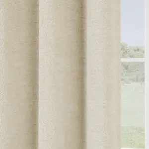 Enhanced Living Royale Cream Room Darkening Boucle Readymade Curtains Pair - 66 x 54 inch (168x137cm)