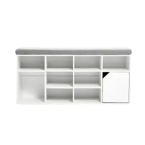 White Wooden Shoe Bench Shoe Storage Organizer Shoe Cabinet with Seat Padded