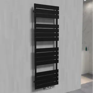 Nes Home 1600 x 600 mm Central Connection Designer Towel Radiator Black Single Flat Tube