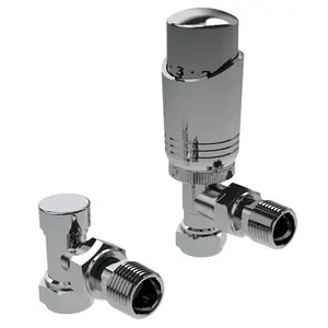 Designer Chrome Thermostatic Radiator Valve Twin Pack TRV Angled