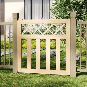 Cross Top Wooden Fence Door for Yard and Garden Entry 90cm W x 90cm H