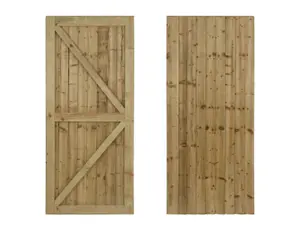 Featheredge wooden garden and side gate, fully framed and capped (v2)(H-1800, W-1775, natural (light green) finish)