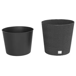 Berkfield Planter with Removable Inner Anthracite 35 / 37.5 L PP Rattan