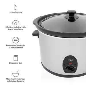 Quest 35280 5L Stainless Steel Slow Cooker