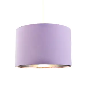 Contemporary Lilac Cotton 10 Table/Pendant Lampshade with Shiny Silver Inner