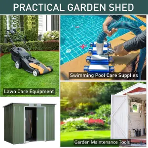 Outsunny 7 x 4ft Metal Garden Storage Shed w/ Double Door & Ventilation Green