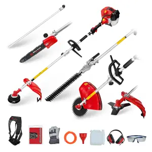 BU-KO 52cc Long Reach Petrol Multi Functional Garden Tool: Strimmer, Hedge Trimmer, Pruner Chainsaw, 1m Extension Pole