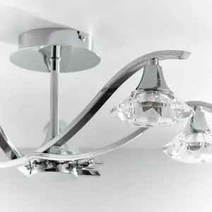 Anson Lighting Rayan Chrome and Clear Crystal 5 Light Semi Flush Ceiling Fitting