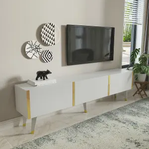 Milagro Modern Tv Unit Tv Stand Gloss White&Gold