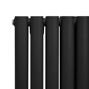 Oval Column Radiator & Valves - 1800mm x 480mm - Black