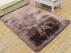 Pink Handmade , Luxurious , Modern , Plain , Shaggy , Sparkle Easy to Clean Rug for Living Room, Bedroom - 120cm X 170cm