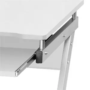 Yaheetech White Z Shaped Computer Desk with Sliding Keyboard