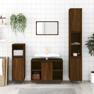 Berkfield Bathroom Cabinet Brown Oak 30x30x100 cm Engineered Wood