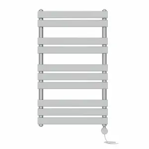 Rinse Bathrooms Flat Panel Electric Heated Towel Rail Touch Screen Timer Bathroom Radiator Prefilled Chrome 1000x600mm 600W