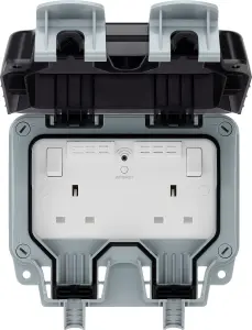 BG 13A Grey 2 gang Outdoor Weatherproof switched socket with Wifi extender