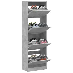 Berkfield Shoe Cabinet with 4 Flip-Drawers Concrete Grey 60x34x187.5 cm