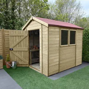 Forest Garden Timberdale 8x6 ft Apex Wooden Shed with floor (Base included) - Assembly service included