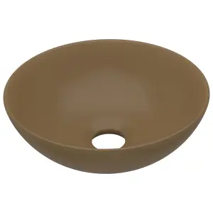 Bathroom Sink Ceramic Matt Cream Round