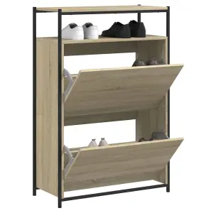 Shoe Cabinet Sonoma Oak 75x34x112 cm Engineered Wood