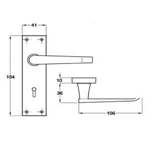 Door Handles Straight Lever Lock - Brass 150 x 40mm