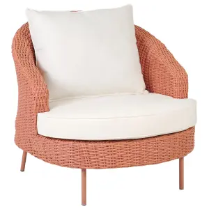 Garden Armchair with Ottoman ARCILLE PE Rattan Peach Pink