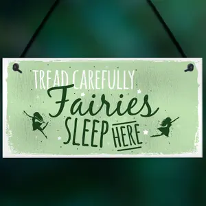 Red Ocean Fairies Sleep Here Garden Plaque Gift Fairy Shabby Chic Gardening Sign Home Decor