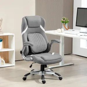 Vinsetto Fabric Office Desk Chair with Adjustable Height Tilt Function Grey