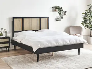 Wooden EU King Size Bed Black AURAY