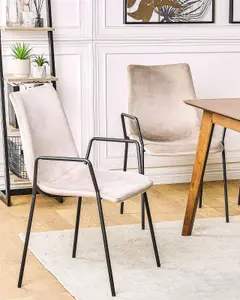 Set of 2 Dining Chairs JEFFERSON Velvet Taupe