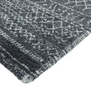 Grey Cream Geometric Luxurious Modern Shaggy Easy to clean Rug for Dining Room-120cm X 170cm