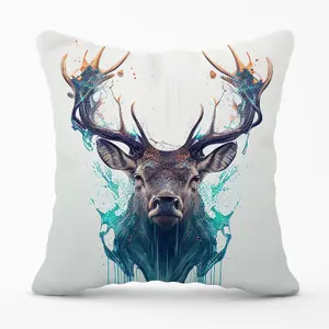 Stag Face Splashart Outdoor Cushion 45cm x 45cm