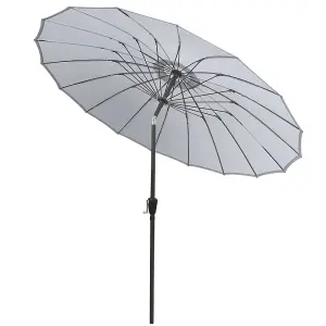 SunDaze 2.7M Grey Garden Fiberglass Rib Parasol with Crank Tilt Mechanism Outdoor Patio Umbrella