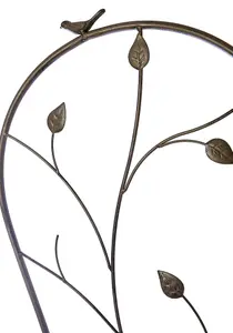 Metal Garden Trellises Plant Climbing Rose Supports 120cm Rust Effect Bird & Leaf Set of 2