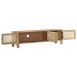 Berkfield TV Cabinet 140x30x40 cm Solid Mango Wood and Natural Cane