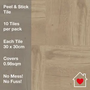 Floor Tile Wood 30.5x30.5cm Natural 10 Tiles Per Pack