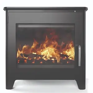 Modern Metallic Black 7.3kw DEFRA Wood Burning Stove