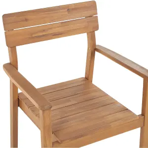 Set of 2 Garden Chairs FORNELLI Acacia Wood Light Wood