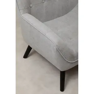 Interior by Premier Versatile Grey Curved Chair, Highback Velvet Buttoned Chair, Lightweight Velvet High-back Dining Chair