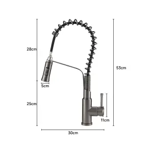 Kitchen Faucet with Pull Down Sprayer 3 Spray Modes Kitchen Tap in Grey