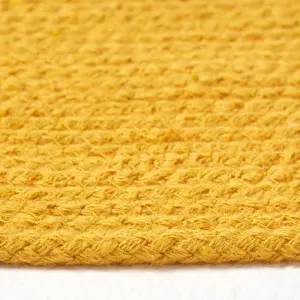 Homescapes Mustard Yellow Handmade Woven Braided Oval Rug, 110 x 170 cm