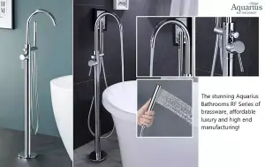 Aquarius RF-Series Floor Standing Bath Shower Mixer Tap inc Kit Chrome