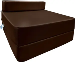 Fold Out Single Z Bed Futon Sofa Chair Mattress - Chocolate