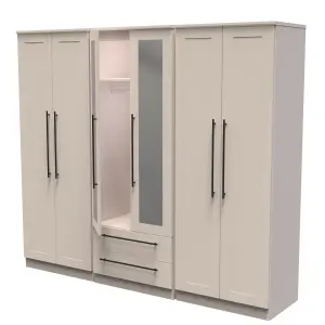 Howard Tall 6 Door 2 Drawer 2 Mirror Wardrobe in Kashmir Matt (Ready Assembled)