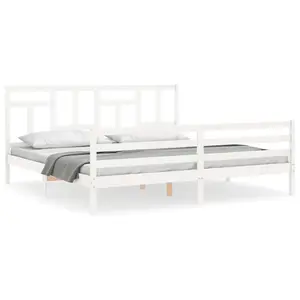 Berkfield Bed Frame with Headboard White 200x200 cm Solid Wood