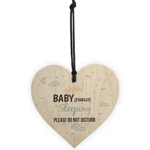 Red Ocean Baby Sleeping Hanging Heart Baby Son Daughter Bedroom Plaque Do Not Disturb Door Sign New Born Christening Gift